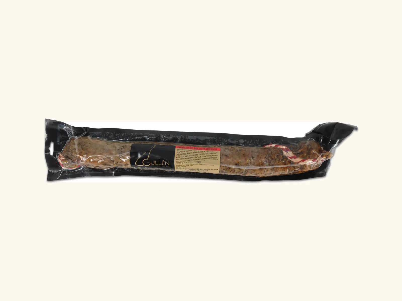 Chorizo de bellota ibérico, media pieza — the pack